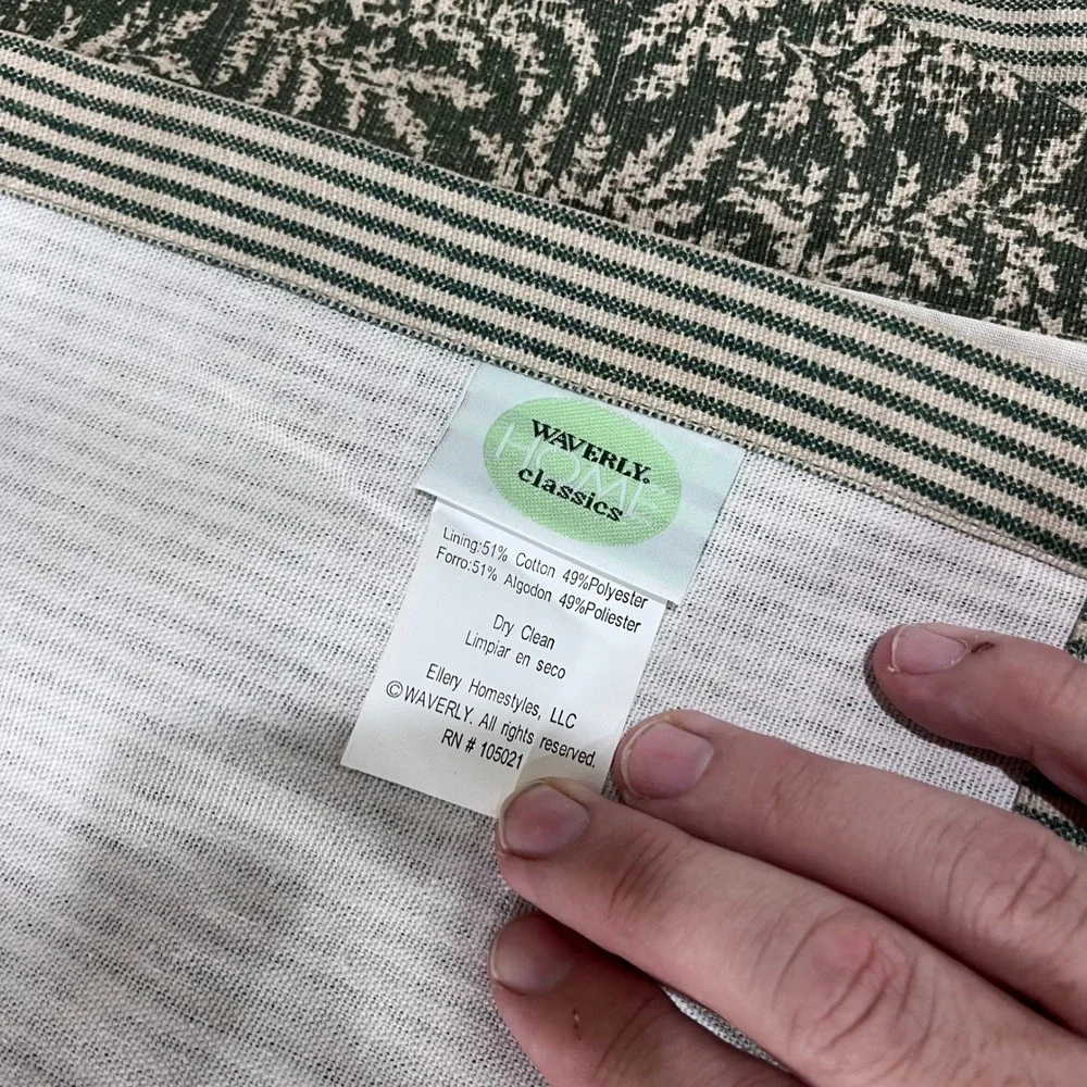 Waverly‎ Classics Green Fern Striped Scalloped Valance Farmhouse Vtg  54x14